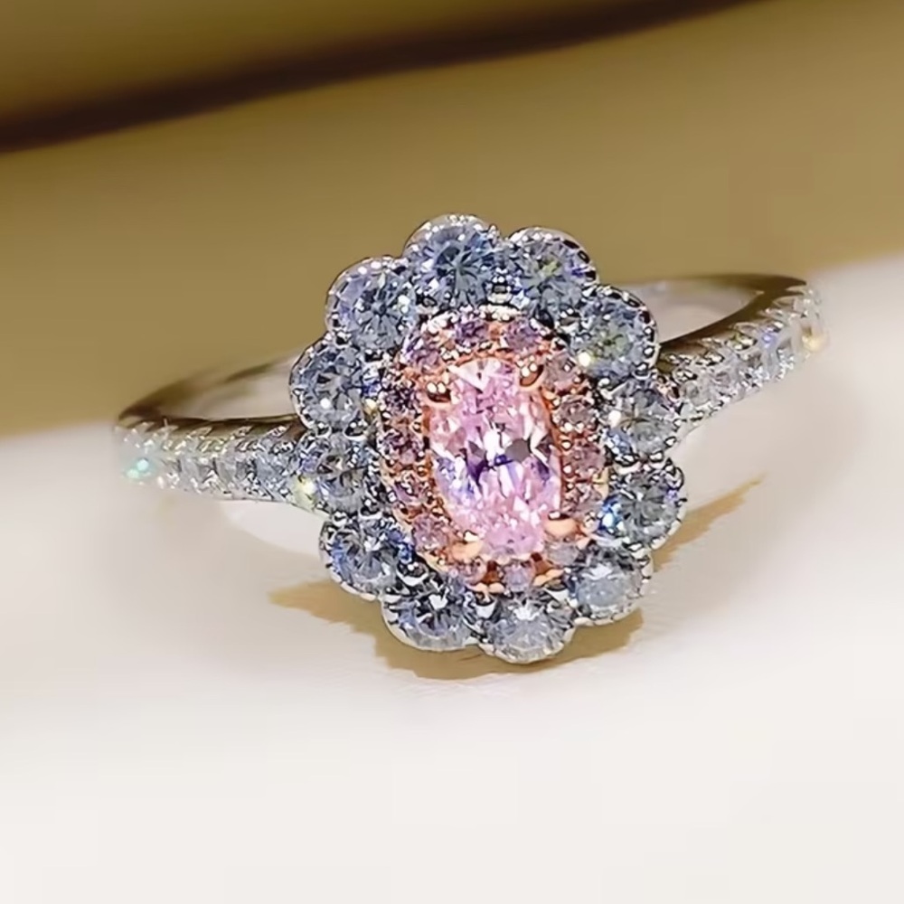 🆕 Beautiful Pink Moissanite Gemstone and Silver Engagement Band Ring - SIZE 7 - Picture 5 of 17